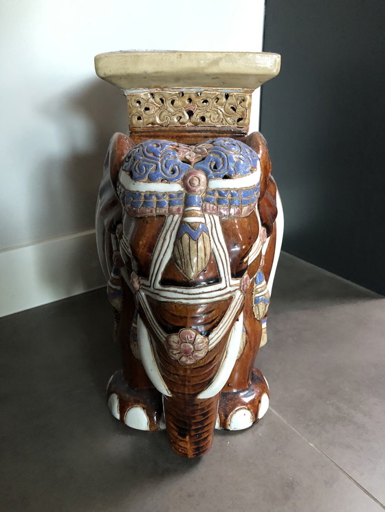 Image 1 of Ceramic elephant plant table/stool