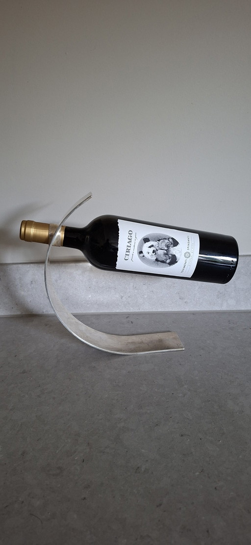 Vintage Franse Verzilverde Wijnflessenhouder - Monarch - Poinçon 90 (ca. 1950-1970) – wijnrek, Silver