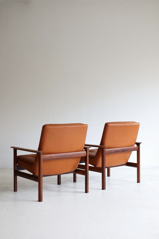Set di 2 Poltrone vintage modello 715, Frederik Kayser – Vatne Møbler, Legno, Pelle (photo 6 of 8)