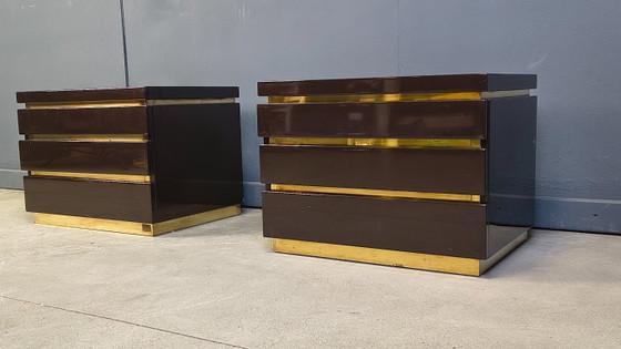 Image 1 of Vintage pair of bedside cabinets by Jean Claude Mahey, 1970s