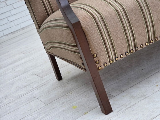 Image 1 of Divano danese a 2 posti, anni '50, rivestimento in tessuto di lana beige, gambe in legno di faggio.