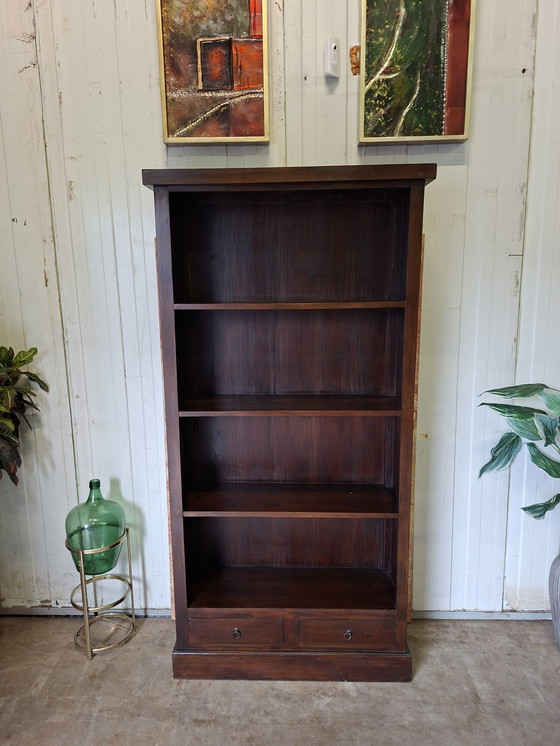 Image 1 of Dark teak bookcase, dimensions 100x35cm and 201cm high.