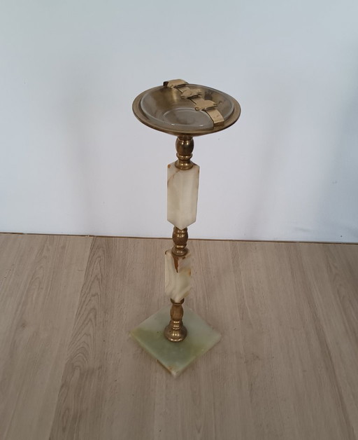 Luxurious 1950s standing ashtray with marble