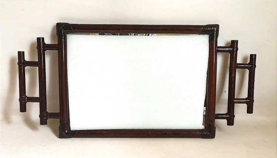 Decorative brown bamboo frame, Rattan, Glass, 1970 (photo 4 of 12)