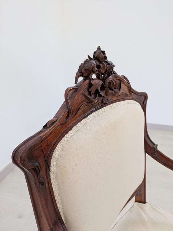 Image 1 of Art Nouveau - Sessel (2) - Holz, Stoff