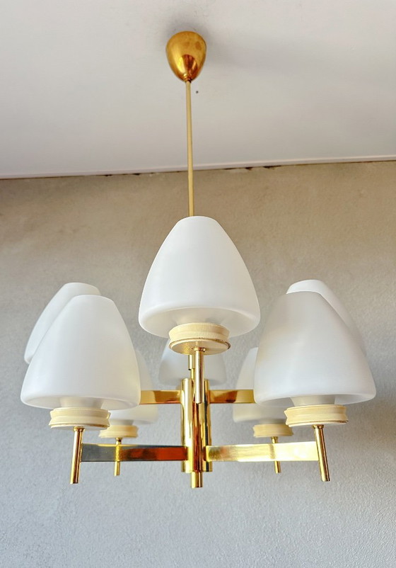 Vintage Kaiser Leuchten Pendant lamp – Glass, Brass (photo 14 of 15)