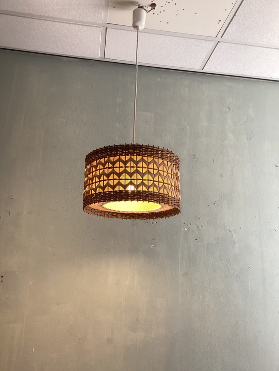 Image 1 of Scandinavian Rattan pendant lamp 1960 mid-century 