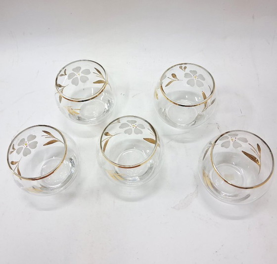 Image 1 of Verres Roly Poly vintage « Lucky Clover » style milieu du siècle (lot de 5)