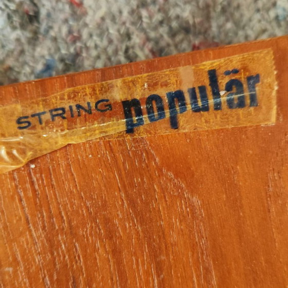 Étagère String Scandinave en teck, 2 niveaux, Étagères murales, Bois, Métal, Noir, Scandinavian (photo 4 sur 5)
