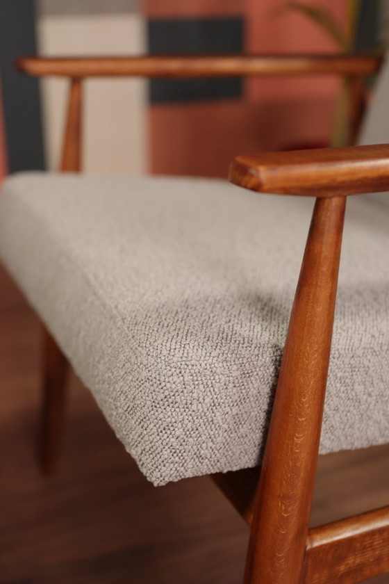 Image 1 of Lounge Chair and footrest Vintage Style Harbor Gray Bouclè Mid Century Design, 1960s