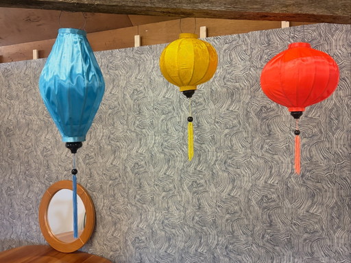 Lampions – hanglampen, Wood, Textile