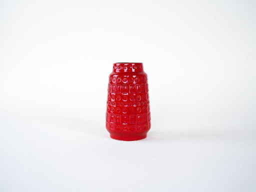 Red ceramic vase, German design, 1960s, made in West Germany