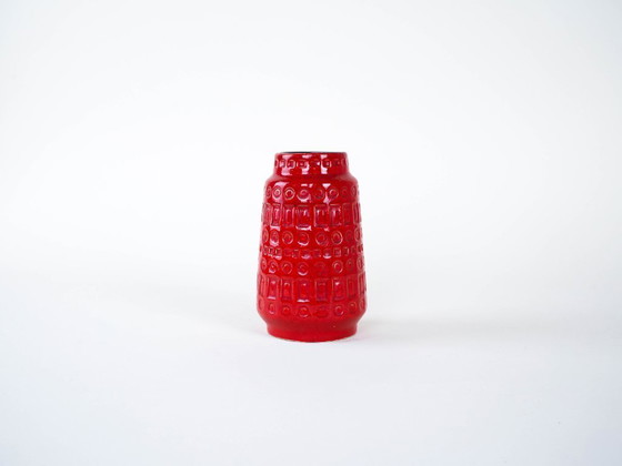 Image 1 of Red ceramic vase, German design, 1960s, made in West Germany