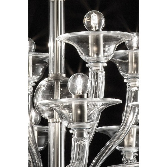 Image 1 of Modern Transparent Linear Murano Glass Chandelier