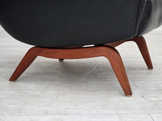 Jaren 60, Deens ontwerp van Illum Wikkelsø, fauteuil, model 110, leer, teak – Wood (photo 3 of 21)