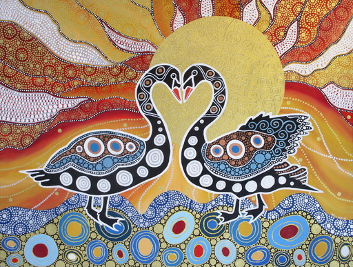Love between two swans hand painted (hand painted)