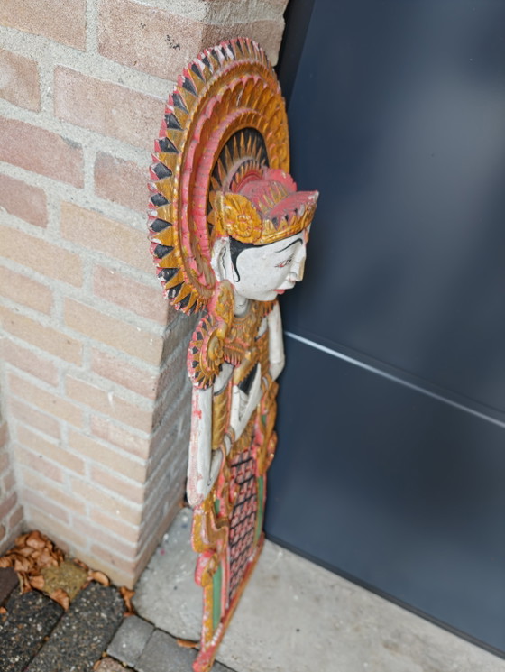 2 Gepolychromeerd Balinees Tempelbeeld Arca Vrouwen Verguld 1920s – Beeldhouwkunst, Wood (photo 12 of 12)