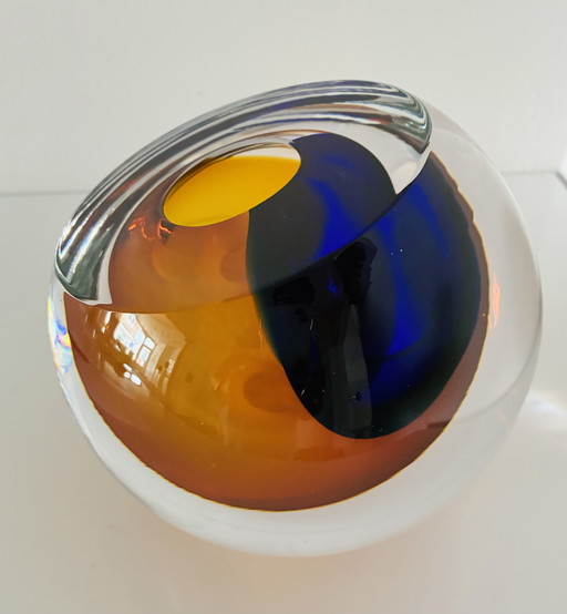 Objet en verre unique « AMBRE » de George Broft, 3,4 kilos