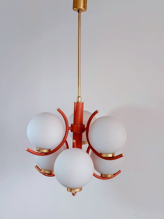 Image 1 of Lampe suspendue futuriste Spoutnik de l'ère spatiale, attribuée à Richard Essig