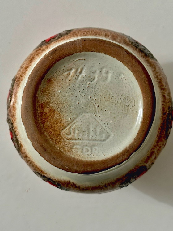 60er Jahre Vase, Vasen, Keramik, Beige (Foto 5 von 6)