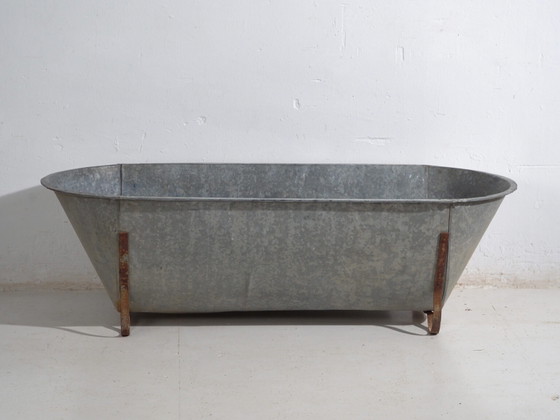Antique Galvanized Zinc Bathtub – European Industrial Tub – circa 1900 #5 – Decorative Objects, Iron, Rustic (photo 24 of 39)