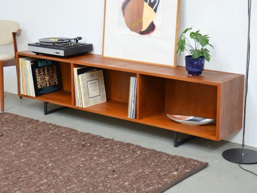 Open sideboard vintage vinyl walnut 70s lowboard phono HiFi
