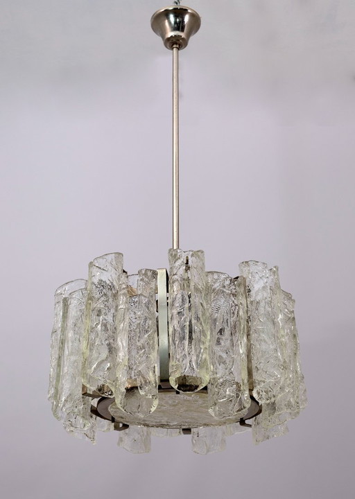 Lampadario postmoderno in vetro di Murano di Carlo Nason per Mazzega, anni &#39;70