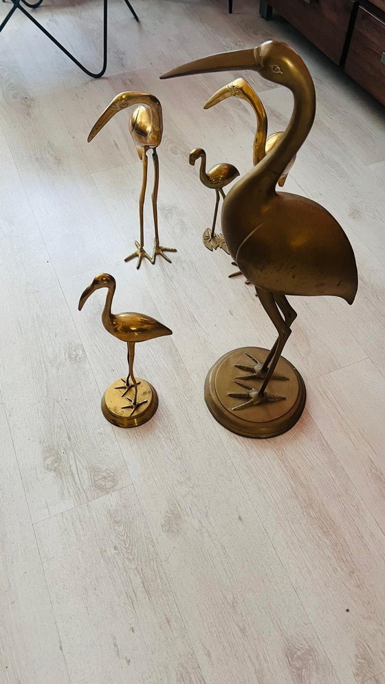 Image 1 of 5x Vintage Family Of Brass Birds