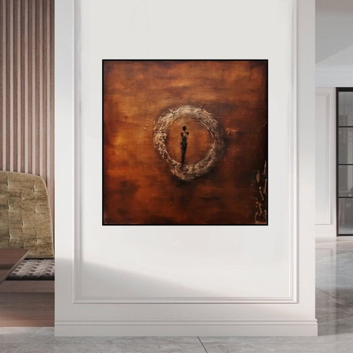 Frances Eckhardt - Figurative painting hand-painted modern art mysterious figure 90x90 cm