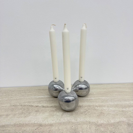 Bougeoir sphérique en aluminium de style atomique, design du milieu du siècle, années 1970