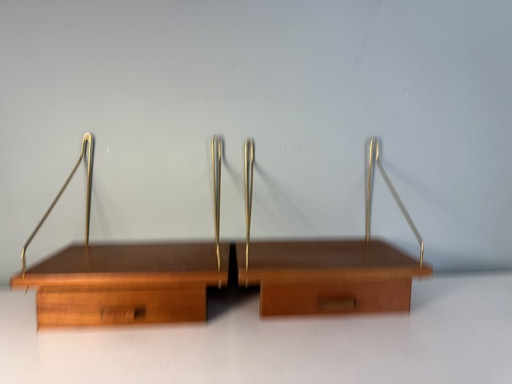 Prachtige Set Vintage Deense Nachtkastjes (Jaren '60) – Wood, Brass (photo 2 of 14)