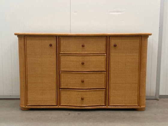 Image 1 of Vintage rattan sideboard with curved drawers, 1970s 