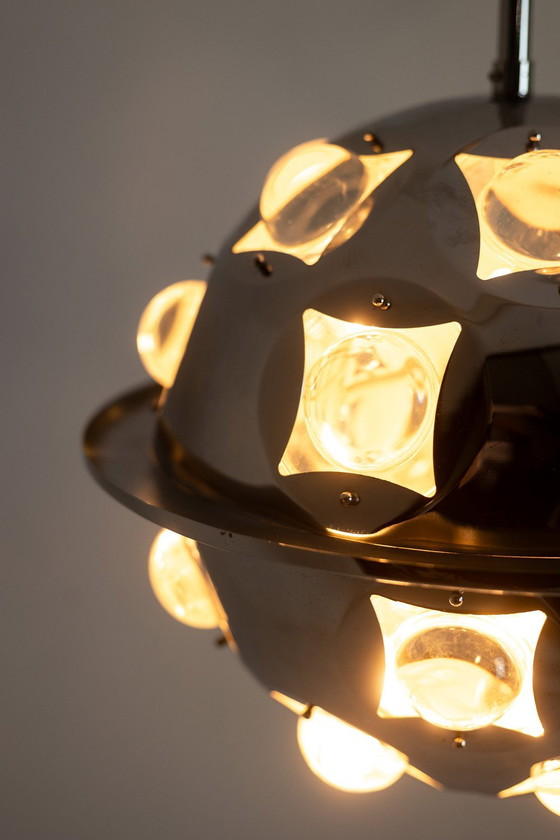 Image 1 of Oscar Torlasco. Satellite" chandelier in chromed metal. Circa 1970.