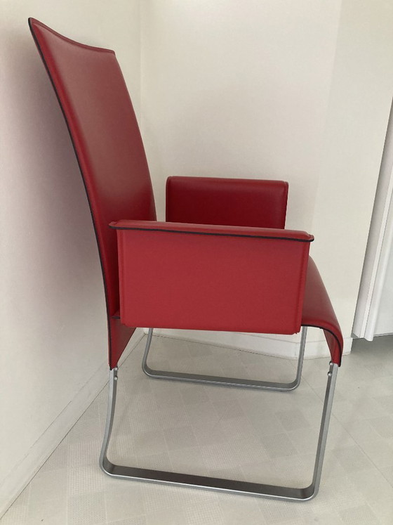 Image 1 of High-quality designer chair in red leather in very good condition