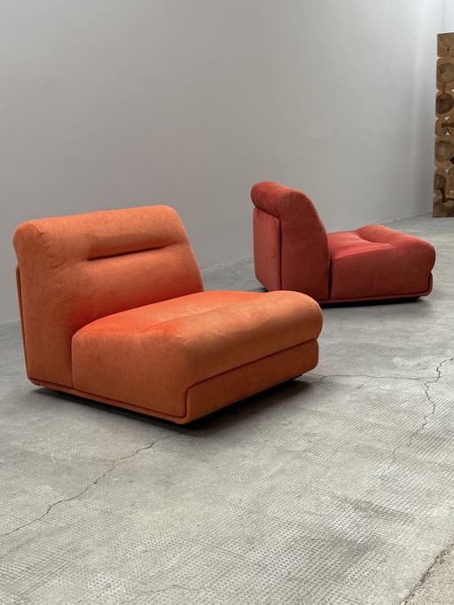 JO OTTERPOHL FOR COR "CONCHA" LOUNGE CHAIR RED ORANGE, GERMANY 1960s