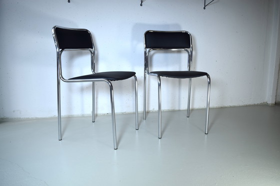 Image 1 of 1970s Chrome Chairs Bauhaus Design Chairs Kitchen Chairs Space Age
