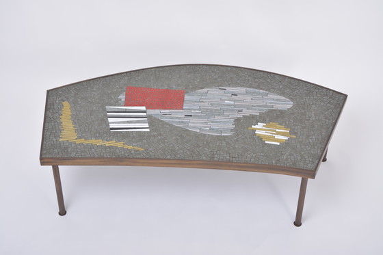 Image 1 of Grande table basse en mosaïque et laiton du milieu du siècle par Berthold Müller-Oerlinghausen
