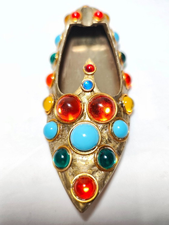 Image 1 of Brass and crystal ashtray. Spain, 1960s.