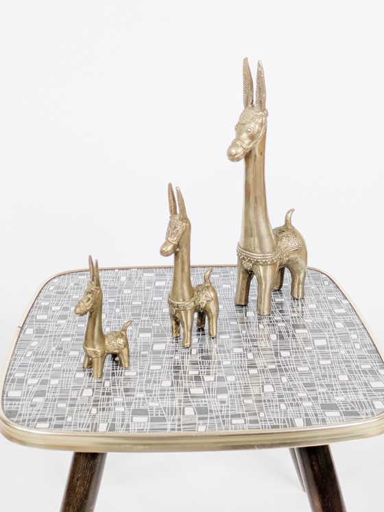 Image 1 of 3 statuette vintage in ottone raffiguranti asinelli o lama | Animali decorativi di metà secolo