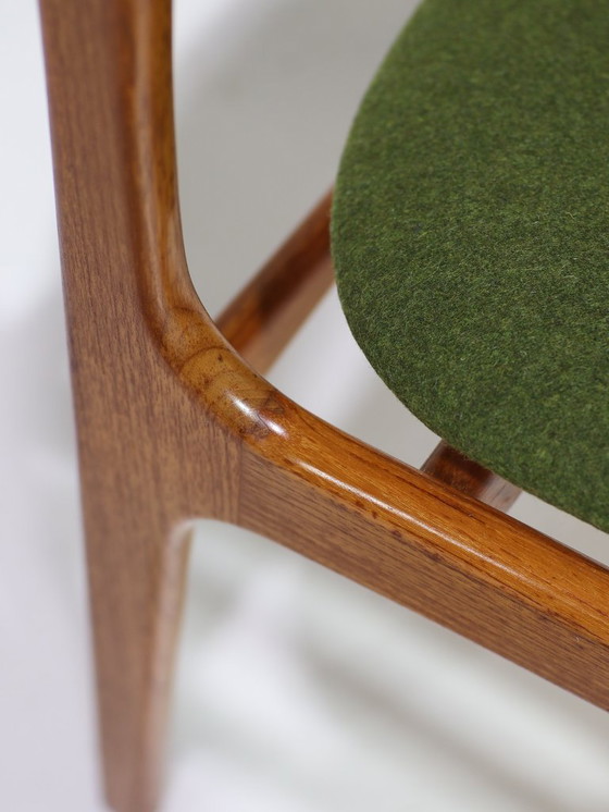 Image 1 of 8 sedie da pranzo Erik Buch 49 in teak verde vintage danese