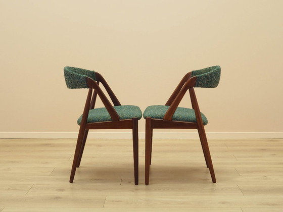Image 1 of Set van twee teakhouten stoelen, Deens design, jaren 70, ontwerper: Kai Kristiansen