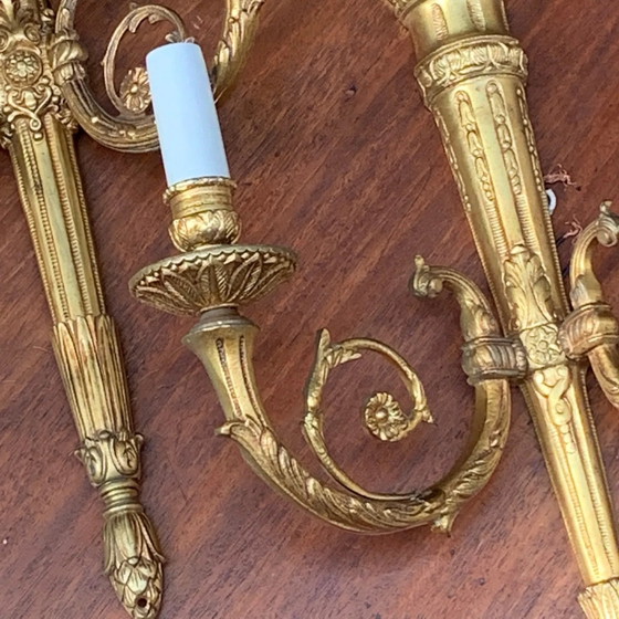 Set van drie kandelaars in Empire-stijl. – Wandlampen, Bronze (photo 4 of 6)