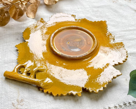 Vintage ochre earthenware dish AEGITNA Vallauris 1950s/60s – Crockery, Retro (photo 9 of 10)