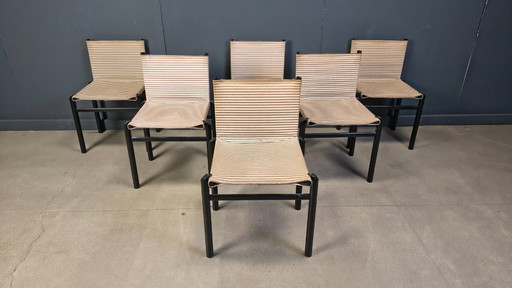 6er-Set "Mastro" Esszimmerstühle von Afra & Tobia Scarpa für Molteni, Italien, 1980er Jahre