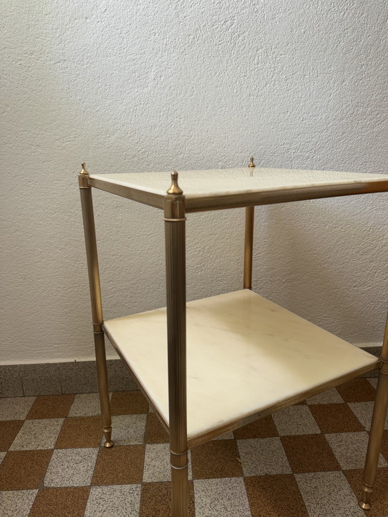 Image 1 of 60s brass marble side table