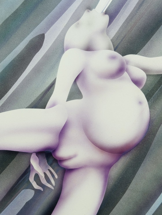 Image 1 of Yvon Adam, raro dipinto erotico del 1985 circa - incorniciato