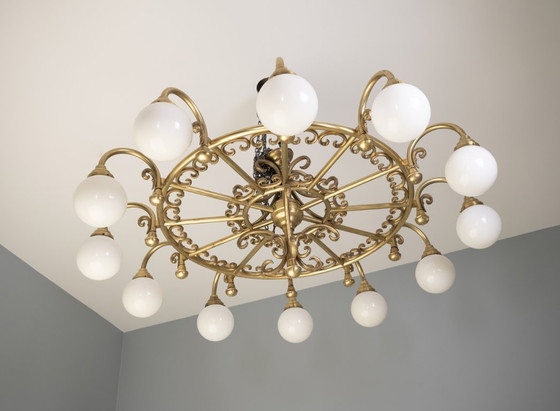 Image 1 of Lampadario decorativo in ottone, 1980