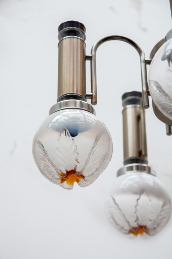 Image 1 of Lustre Mazzega en verre de Murano et chrome, Italie, vers 1970