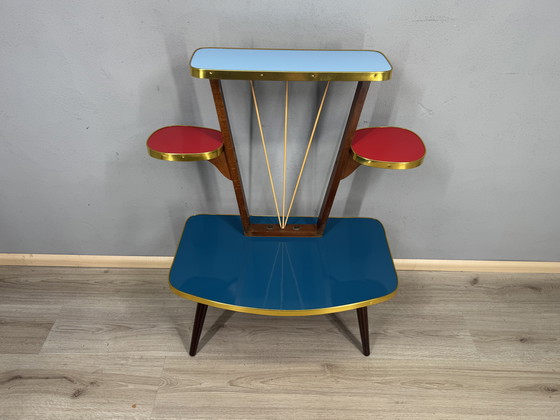 Image 1 of Vintage Formica Mid-Century Plantentafel met Space Age vibes