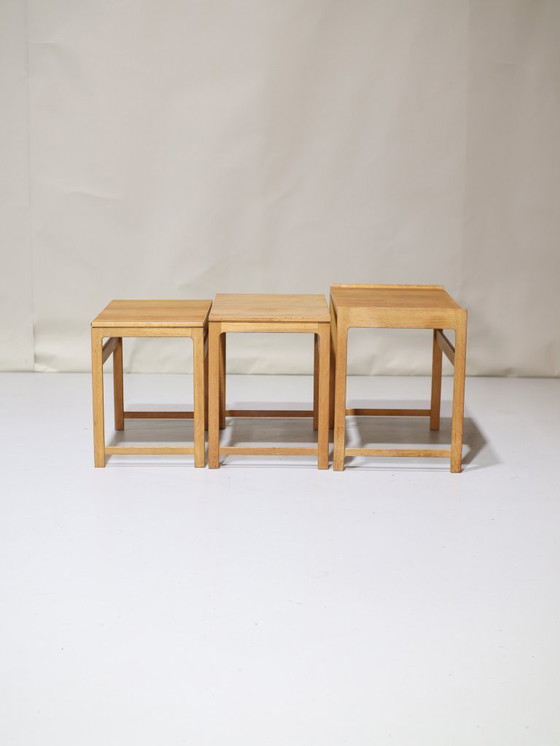 Image 1 of Nesting tables oak side tables Danish vintage